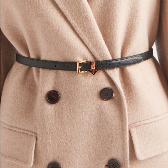 Prada Black Belt with gold hardware and charm. - Picture 3 of 8